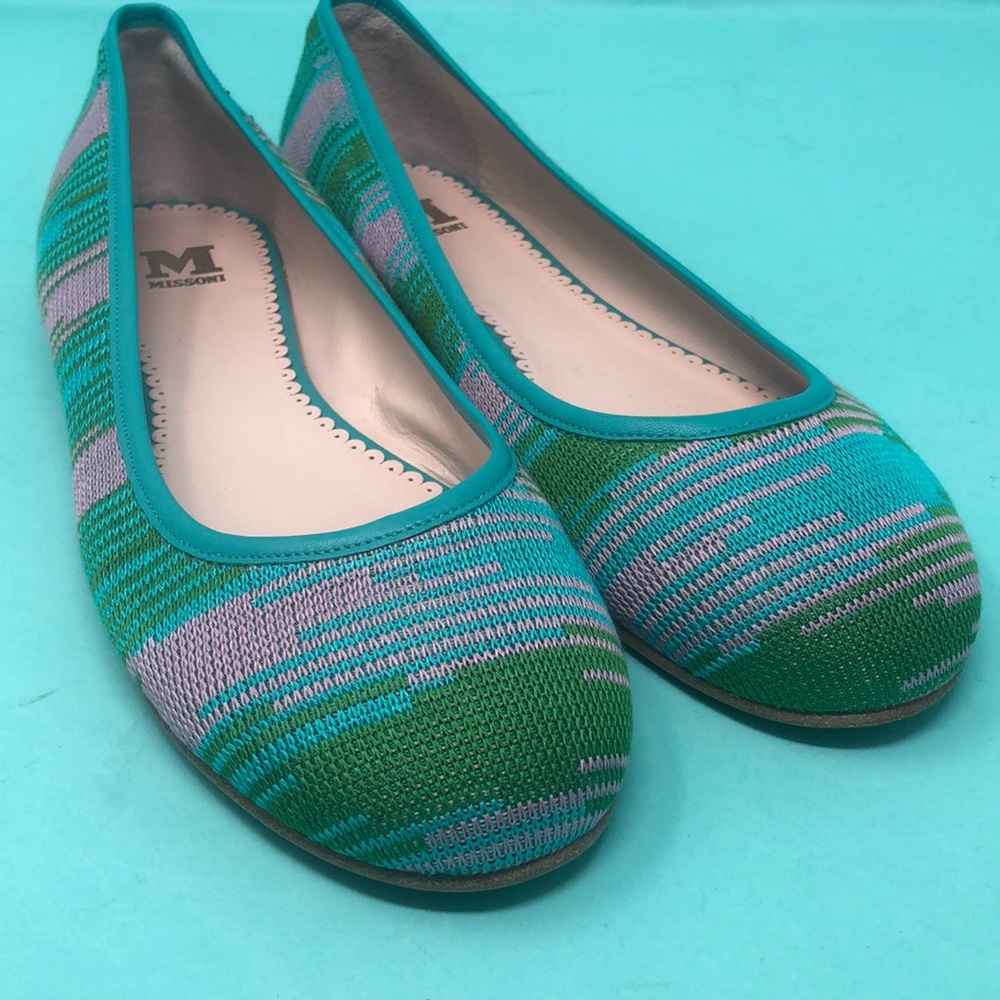 M Missoni Green and Pink Ballet Flats Size 40